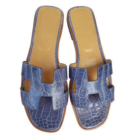 hermes oran sandals blue|hermes oran crocodile sandals.